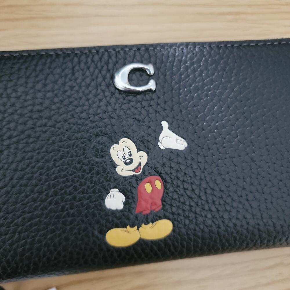 Disney X Coach Accordion Zip Wallet In Regenerative Leather With Mickey NWT - Picture 2 of 6